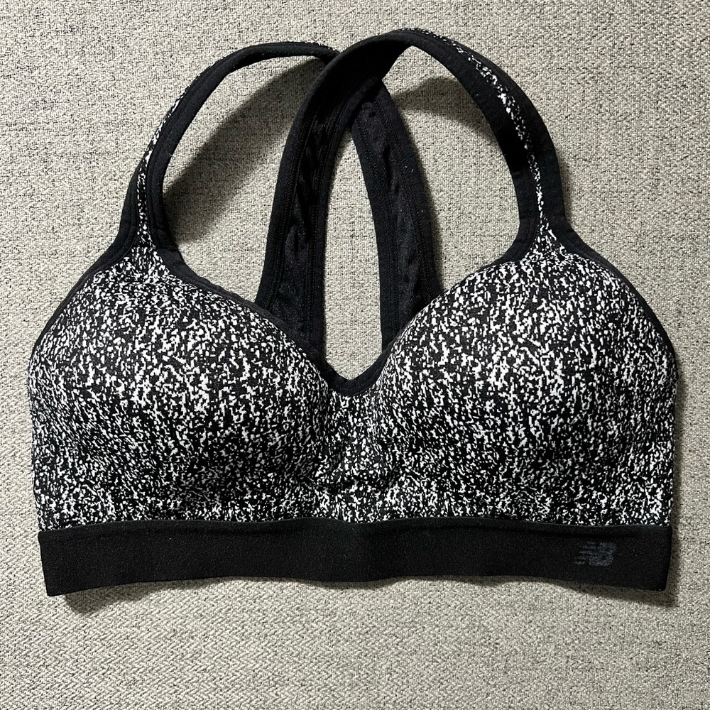 New Balance Women's Black and White Sports Bra